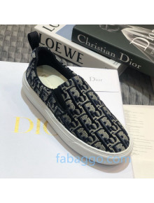 Dior Solar Slip-on Sneakers in Oblique Embroidered Velvet Blue 2020