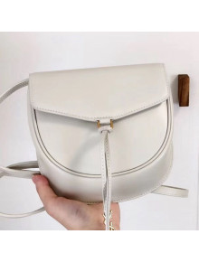 Saint Laurent Datcha Saddle Shoulder Bag in Toothpick Grained Leather 551559 White 2019