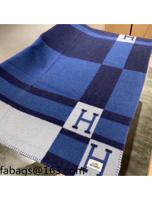 Hermes Cashmere Blanket 135x165cm Camel Blue 2021 21100785