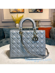 Dior Lady Dior Large Tote Bag in Shiny Grey Cannage Lambskin 2020