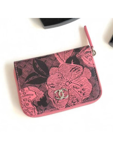 Chanel Printed Lambskin Short Zippy Wallet Pink 2018