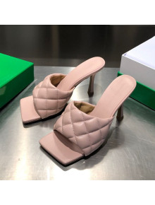 Bottega Veneta Quilted Lambskin Square High-Heel Sandals Pink 03 2021
