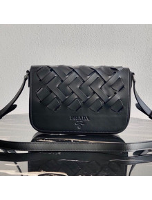 Prada Woven Leather Tress Shoulder Bag 1BD246 Black 2020