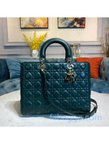 Dior Lady Dior Large Tote Bag in Dark Green Cannage Lambskin 2020