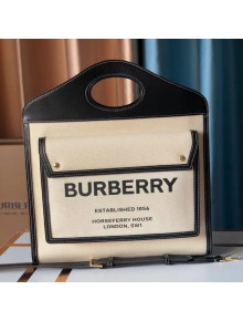 Burberry Medium Two-tone Canvas and Leather Tote Pocket Bag Black 2021
