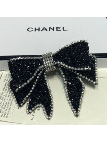 Chanel Crystal Bow Hair Barrette Black 2021
