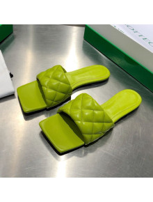 Bottega Veneta Quilted Leather Square Toe Flat Slides Padded Sandals Kiwi Green 20 2021