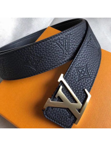 Louis Vuitton Grained Calfskin Monogram Embossed Reversible Belt 40mm Black/Gold 2019