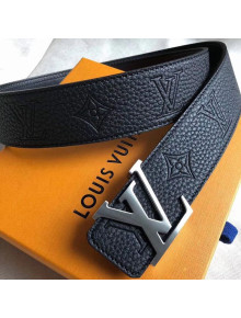 Louis Vuitton Grained Calfskin Monogram Embossed Reversible Belt 40mm Black/Silver 2019