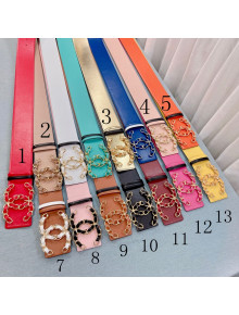 Chanel Reversible Calfskin Wide Belt 7cm with Chain CC Buckle 13 Colors 2021