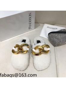 JW Anderson Shearling Chain Mules White 2021 1116109