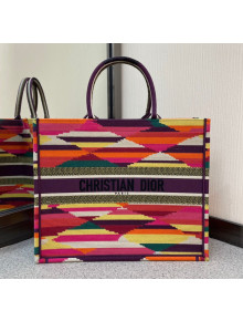 Dior Large Book Tote Bag in Multicolor Rhombus Embroidery 2021