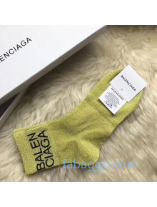 Balenciaga Logo Short Socks Yellow 02 2020