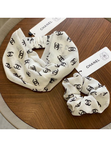 Chanel CC Print Headband/Hair Ring Accessory White 2021