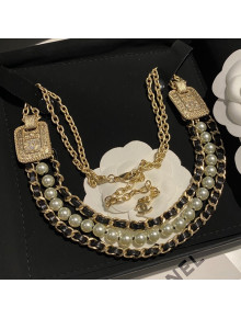 Chanel Leather Pearl Necklace 2021 082527