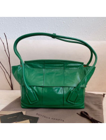 Bottega Veneta Medium Arco Slouch Top Handle Bag in Maxi-Woven Shiny Paper Calfskin Green 2020