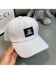 Chanel Canvas Baseball Hat White 2021 07