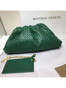 Bottega Veneta The Large Pouch Clutch in Woven Lambskin Racing Green 2020