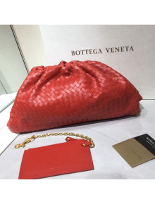 Bottega Veneta The Large Pouch Clutch in Woven Lambskin Polish Red 2020