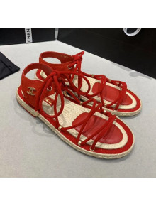 Chanel Suede Kidskin Sandals G36176 Red 2020