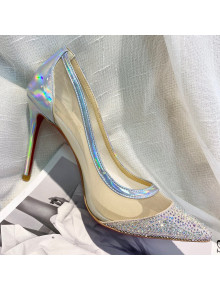 Christian Louboutin Iridescent Leather Crystal Mesh Pumps 10cm 2021