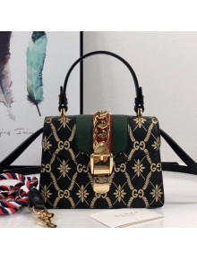 Gucci Sylvie Flower GG Leather Mini Bag 470270 Black 2020