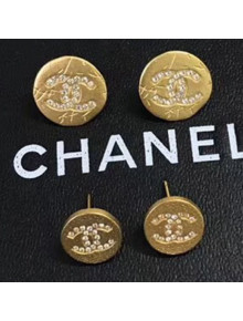Chanel Crystal CC Studs Earrings Gold Small/Large 2019