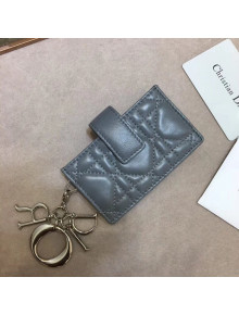 Dior Lady Dior Gusseted Card Houlder in "Cannage" Lambskin Grey 2018