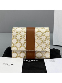 Celine Small Trifold Wallet in Triomphe Canvas White 2021 60031