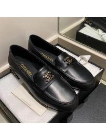 Chanel Lambskin Chain Charm Loafers G35067 Black 2021