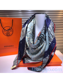 Hermes Silk and Cashmere Square Scarf 140x140cm H2081004 Deep Blue 2020