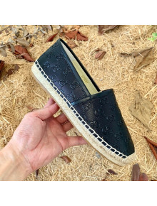 Gucci GG Embossed Leather Espadrilles Black 2021 