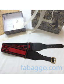 Dior Embroidered Canvas Belt 60mm with Framed Buckle Red 2020