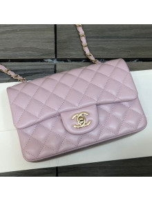 Chanel Shiny Lambskin Classic Mini Flap Bag A69900 Light Pink 2021