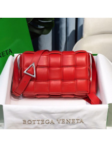 Bottega Veneta Padded Cassette Medium Crossbody Messenger Bag Red/Silver 2020