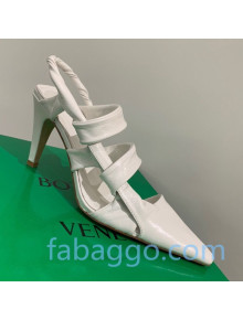 Bottega Veneta Lambskin Twisted Straps Point Sandals 85mm Heel White 2020