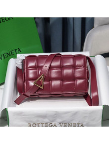 Bottega Veneta Shiny Padded Cassette Medium Crossbody Messenger Bag Burgundy 2020