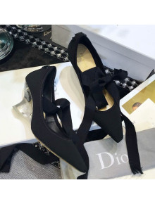Dior Etoile Lace Up 70mm Wedge Pump in Black Micro Mesh 2019