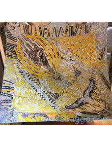 Hermes Silk and Cashmere Square Scarf 140x140cm H2080805 Yellow 2020