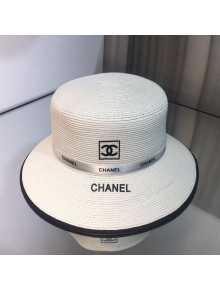 Chanel Straw Logo Bucket Hat White 2021 55