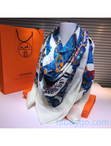 Hermes Silk and Cashmere Square Scarf 140x140cm H2080812 Blue 2020