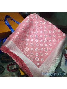 Louis Vuitton Wool & Silk Monogram Scarf 140x140cm Pink/White 2020
