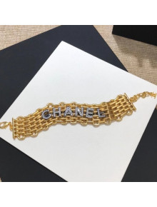 Chanel Wide Metal Chain Bracelet AB4189 Gold 2020