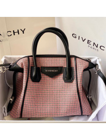 Givenchy Small/Medium Antigona Soft Bag in Houndstooth Canvas Red 2021