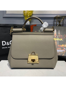 Dolce&Gabbana Medium Sicily Calfskin Top Handle Bag Grey 2019