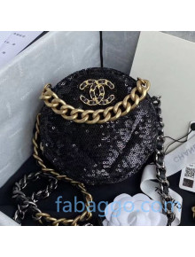 Chanel 19 Sequins Clutch with Chain AP0945 Black 2020