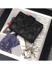 Dior Lady Dior Eden Wallet in "Cannage" Lambskin Black 2018