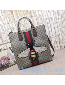 Gucci GG Canvas Tote Bag with Bee Web 437549 Brown 2020