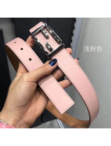 Fendi Calfskin Leather Belt with FF Buckle 30MM Pink  