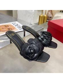 Valentino Atelier Shoe 03 Rose Edition Kidskin Heel Slide Sandal 55mm Black 2020